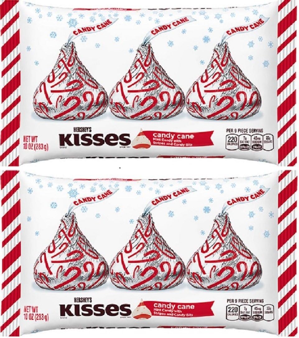 Hershey's Kisses Candy Cane Mint Candy with Stripes and Candy Bits 10
