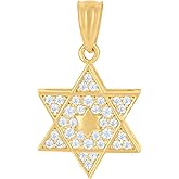 Jewels By Lux 10kt Yellow Gold Unisex Cubic-Zirconia Star Of David Symbol Religious Charm Pendant