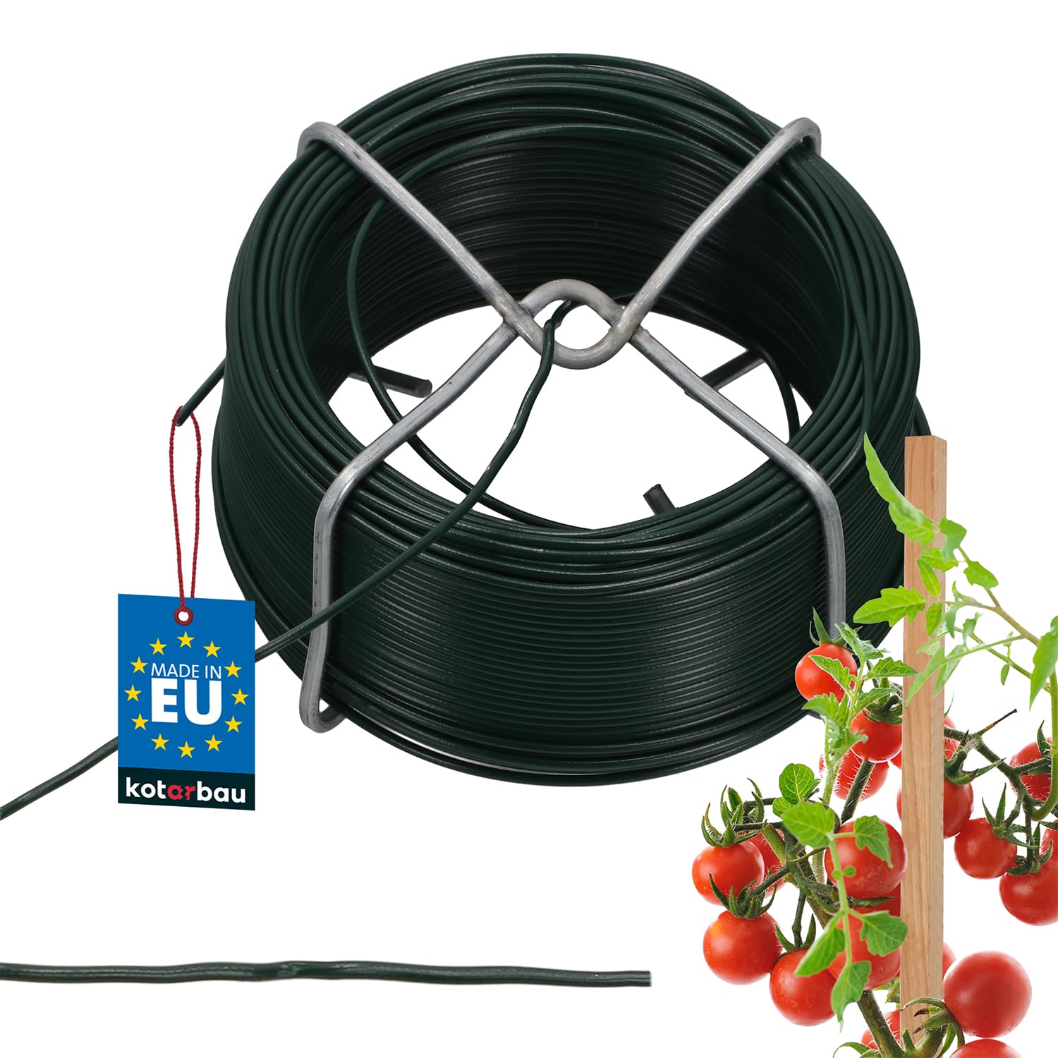 KOTARBAU Garden Wire, 1.6 mm Diameter, 50 m, PVC Coated, Green