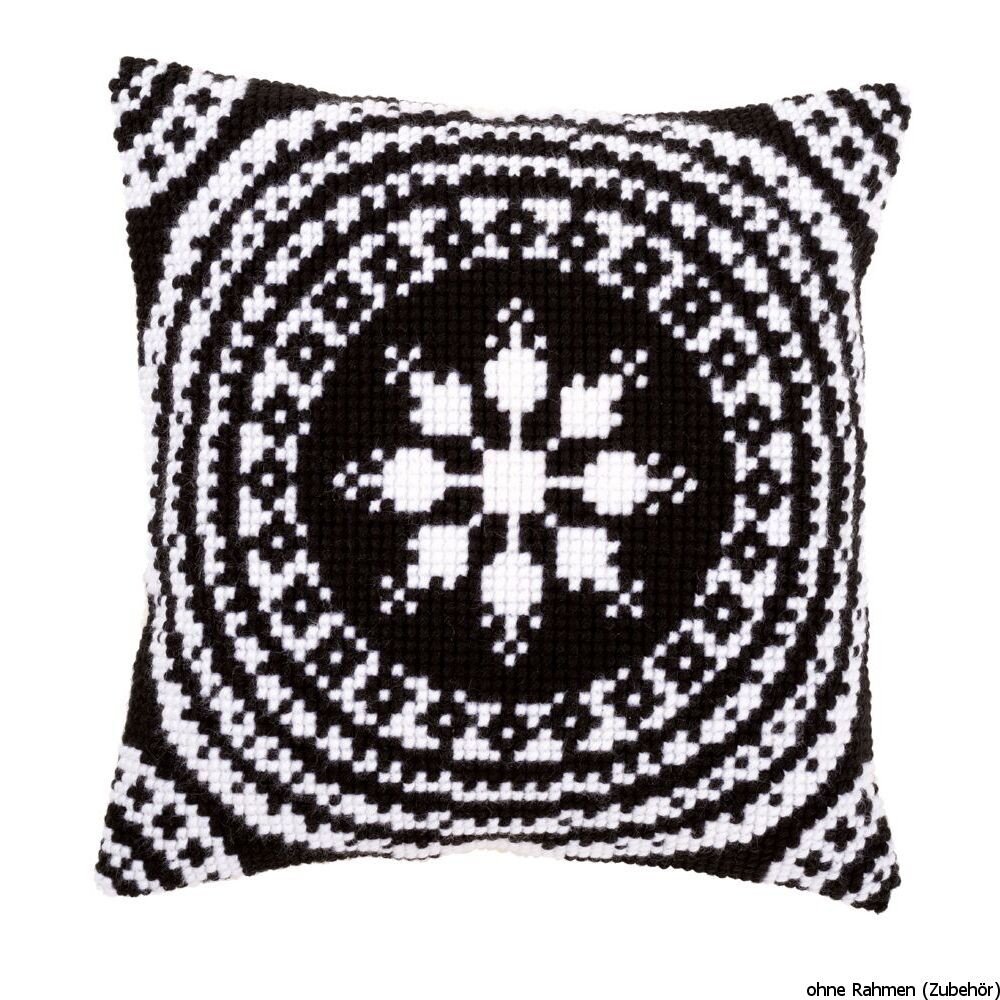Vervaco Cushion: Black and White, Acrylic, Multi-Colour, 20 x 1 x 20 cm