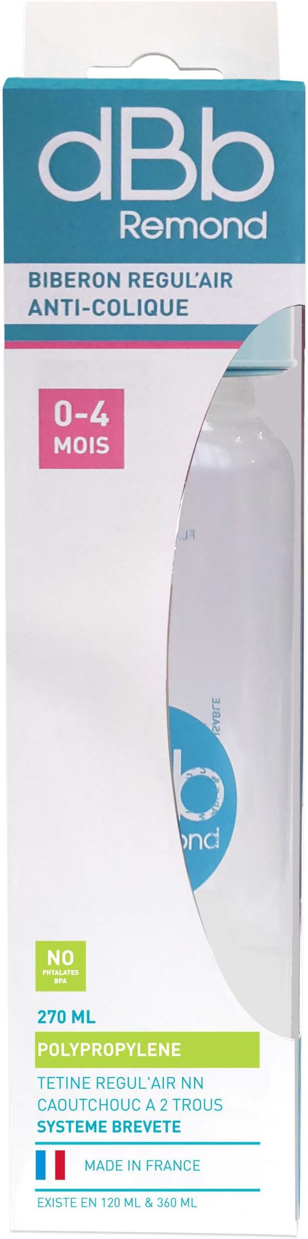 dBb Remond Rubber NN Teat Bottle in Box, 9 oz, Sky Blue
