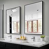 TRAHOME Bathroom Vanity Mirror for Wall, 2 Pack 36" x 24" Metal Framed Rectangular Bathroom Wall Mirror for Over Sink, HD Shatterproof Glass, Hangs Horizontally or Vertically(Black)