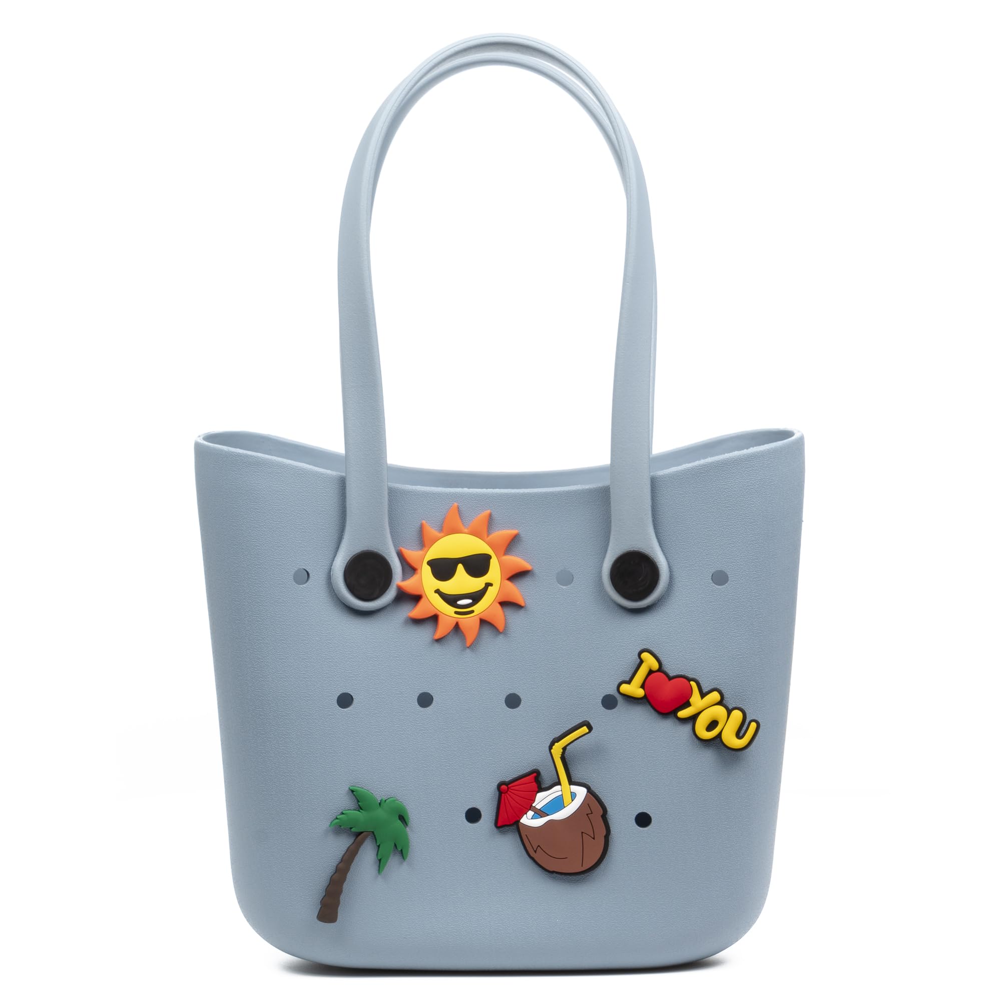 FIRENZE ARTEGIANI Libelula EVA Beach Shopper Bag with Long Handles and Decorative Charm 34 x 10 x 28 cm Colour: Ocean Blue, Ocean Blue, Utility