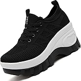 HBXDEIA Women's Chunky Platform Wedge Walking Shoes Comfort Orthopedic Fashion Knitted Breathable Sneakers for Ladies