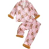 Kavousa Christmas Toddler Baby Girl Boy Silk Satin Pajamas Set Button Down Pjs Kids Long Sleeve Shirt Pants Pjs Sleepwear