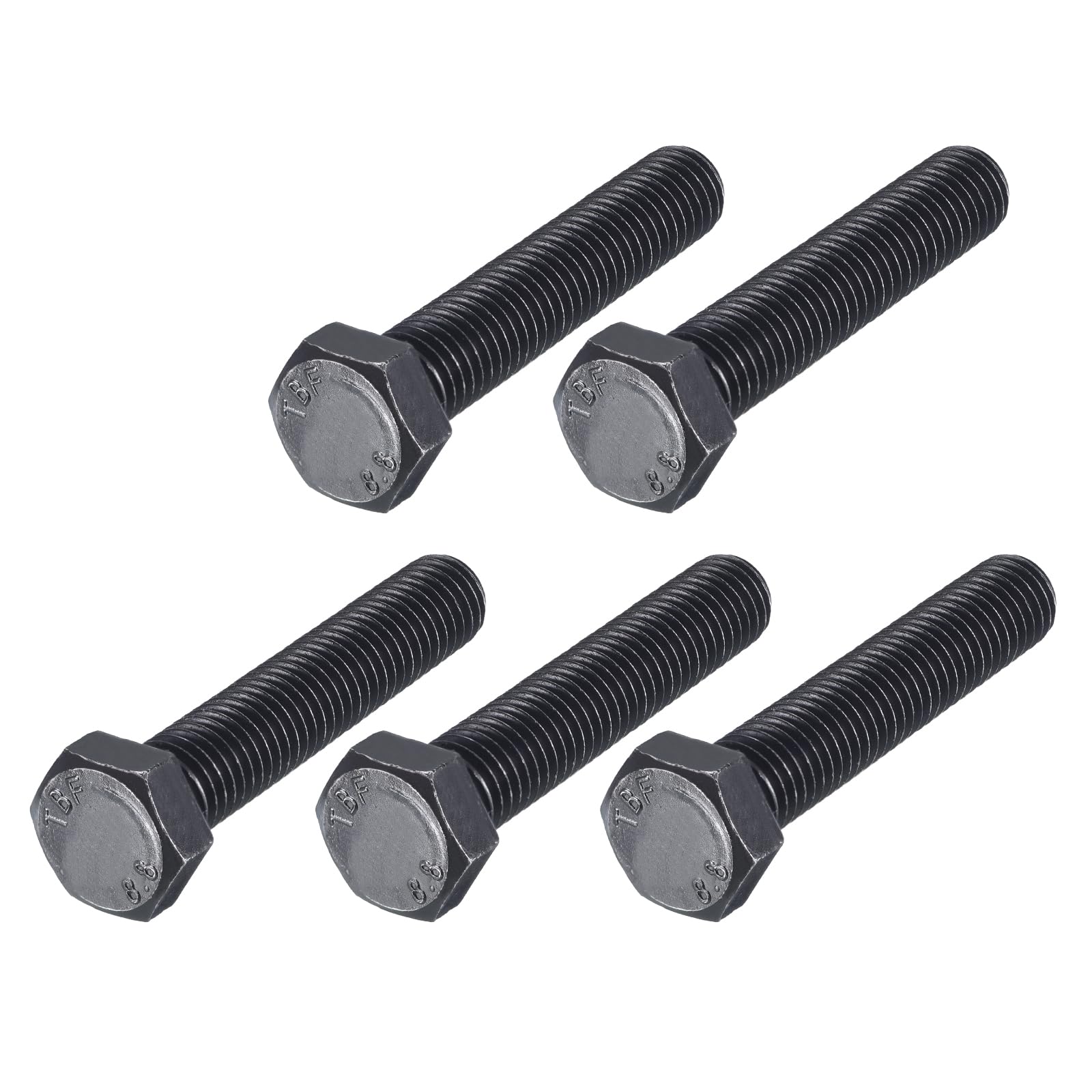METALLIXITY Hex Bolts (M12-1.75x70mm) 5Pcs, 8.8 Grade Carbon Steel Fully Threaded Black Oxide, Coarse Thread UNC Hex Head Screw Bolt - for Furniture Repair — image 1