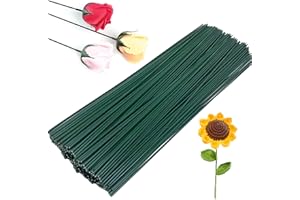 2mm Floral Wire Stems, 50 Pcs 30cm Flexible Flower Stem Green Metal Florist Craft Wire for Flowers Arrangement Crafting Bouqu