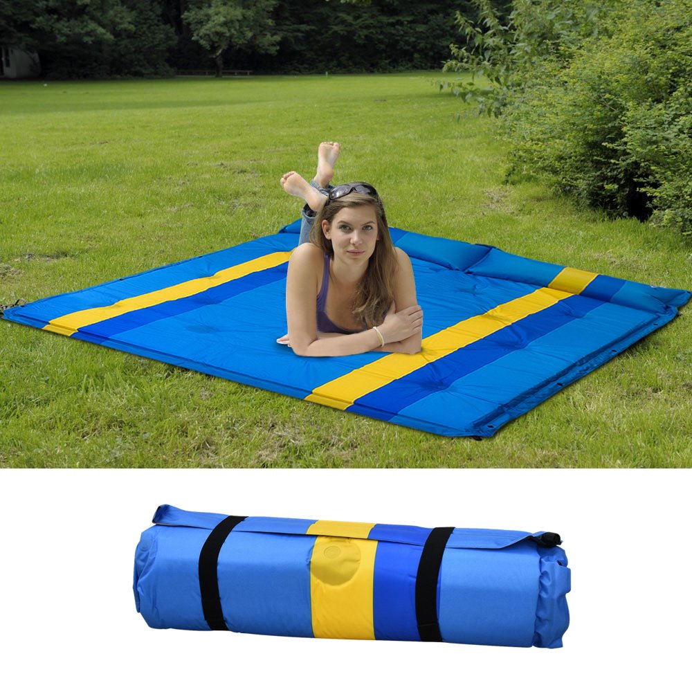 Pantan Double Self-Inflating Air Sleeping Pad, Outdoor Convenient Waterproof Splicing Sleeping Mat with Inflatable Pillow for Camping and Hiking