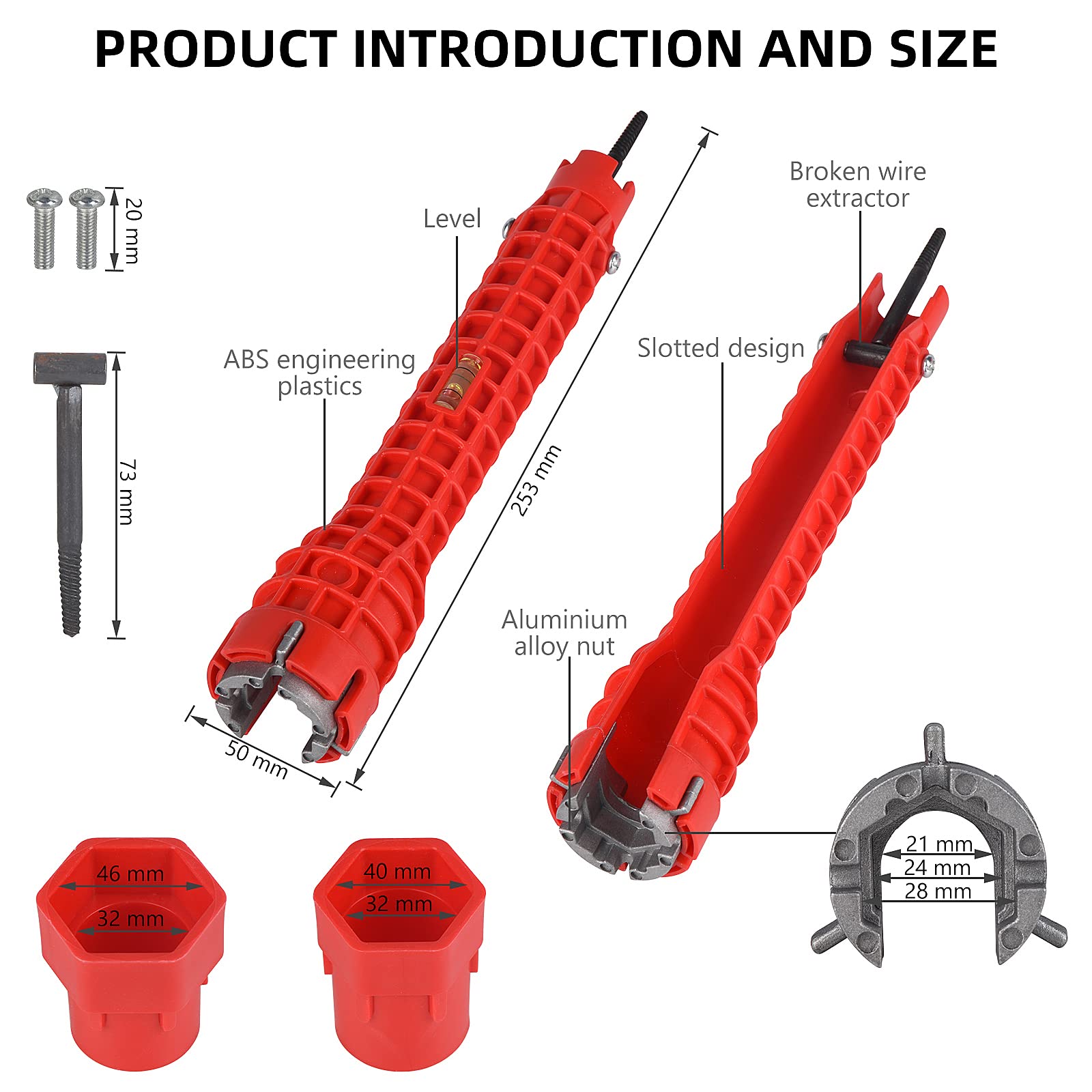 14-in-1 Multi-functional Wrench for Toilet, Sink, Bathroom, Kitchen Plumbing Installation and Repairs