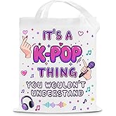 Kpop Gifts for Girls K-Pop Gift Tote Bag for Kpop Music Lover Korean Drama Canvas Tote Bag Gift for K-Pop Lover Kpop Merch Stuff K Drama Gifts for K-Pop Fans Kpop Party Favor Bags Korean Pop Stuff