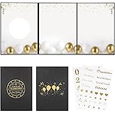 IRENE Guest Book for DIY, Blank Black Gold Party Decoration Sign Book Alternative for Wedding, Birthdays, Graduation, Baby Showers, Quinceanera, Farewell, Retirement Celebration Party