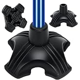 MFE Cane Tip 3/4" Replacement - Self Standing Non-Slip Rubber Quad Base with Reinforced Solid Support, Heavy Duty Stable 4-Prong Foot Pad for Walking Cane