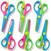 LovesTown Kids Craft Scissors, 6PCS Blunt Tip Safety Scissors Stocking Stuffer for Toddler, Anti-Pinch Design for Child Hand-Eye Coordination Development, Art Craft Scrapbooking Supplies