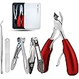 Thick Toenail Clippers, Podiatrist Toe Nail Clippers for Ingrown & Thick & Men & Seniors Toenail and Nail Surgical Grade Stainless Steel Toenail Trimmer Nipper (Red)