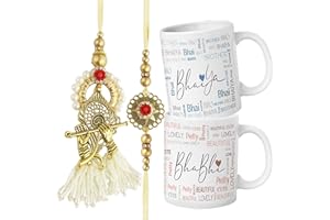 TIED RIBBONS Rakhi for Brother and Bhabhi | Printed Coffee Mugs (Set of 2, 10 Oz) | Greeting Card | Roli Tika - Rakhi Bracele