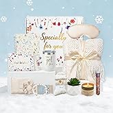 Valentine's Gift for Her - 15 Pcs Get Well Basket, Spa Set, Blanket, Socks, Self Care Package for Women, Recovery & Encouragement (Ivory White)