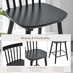 ClinQ Windsor Wooden Black Bar Stools Set of 4 for
