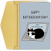 Goroar Cute Cat Birthday Card, Funny Birthday Card Gift from the Cat, Happy Birthday Card for Cat Mom, Cat Dad, Cat Lover, Cat On Computer Keyboard Card