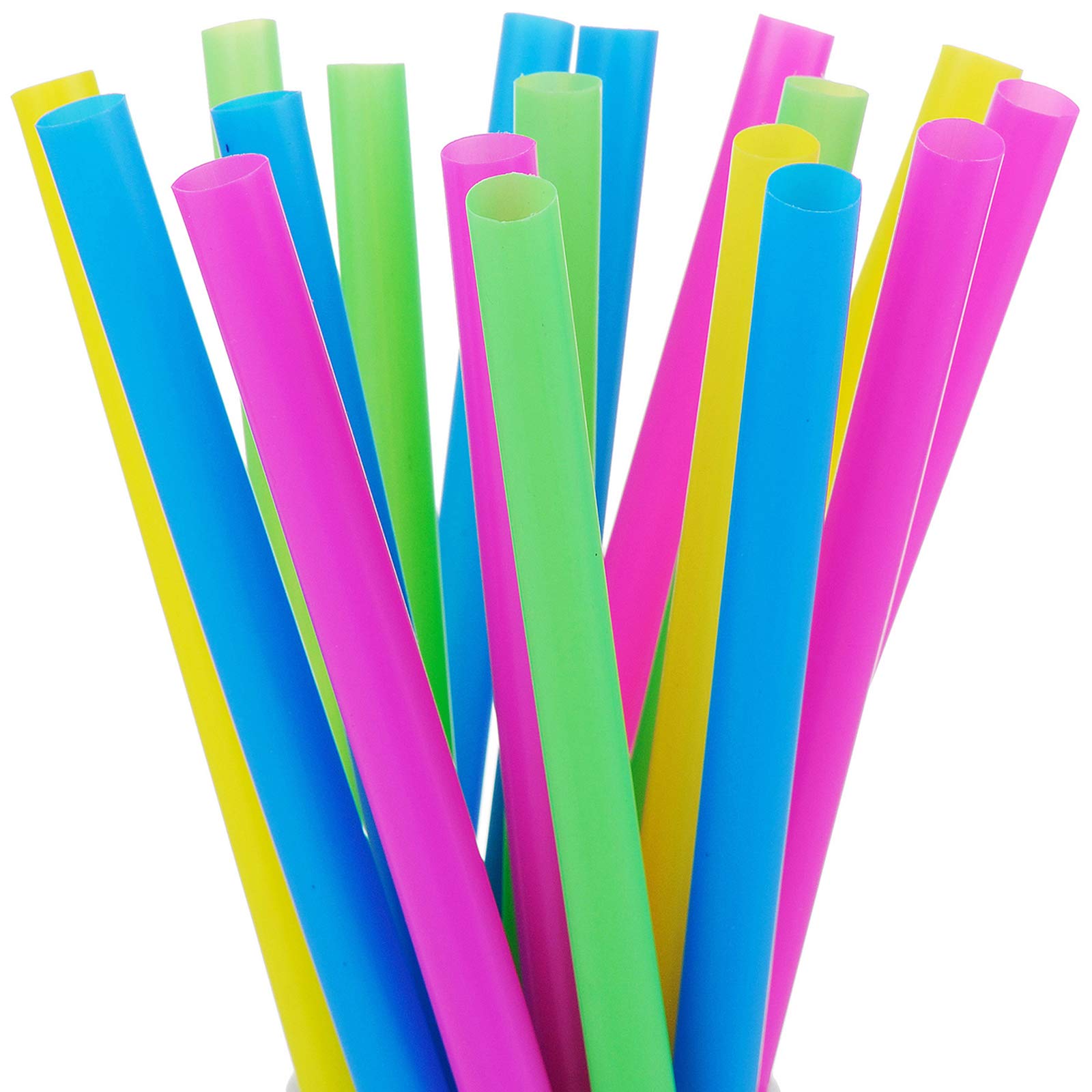 Photo 1 of 100 Extra Large Plastic Bubble Tea Smoothie Straws, 1/2" Wide X 8 1/2" Long Boba Straws