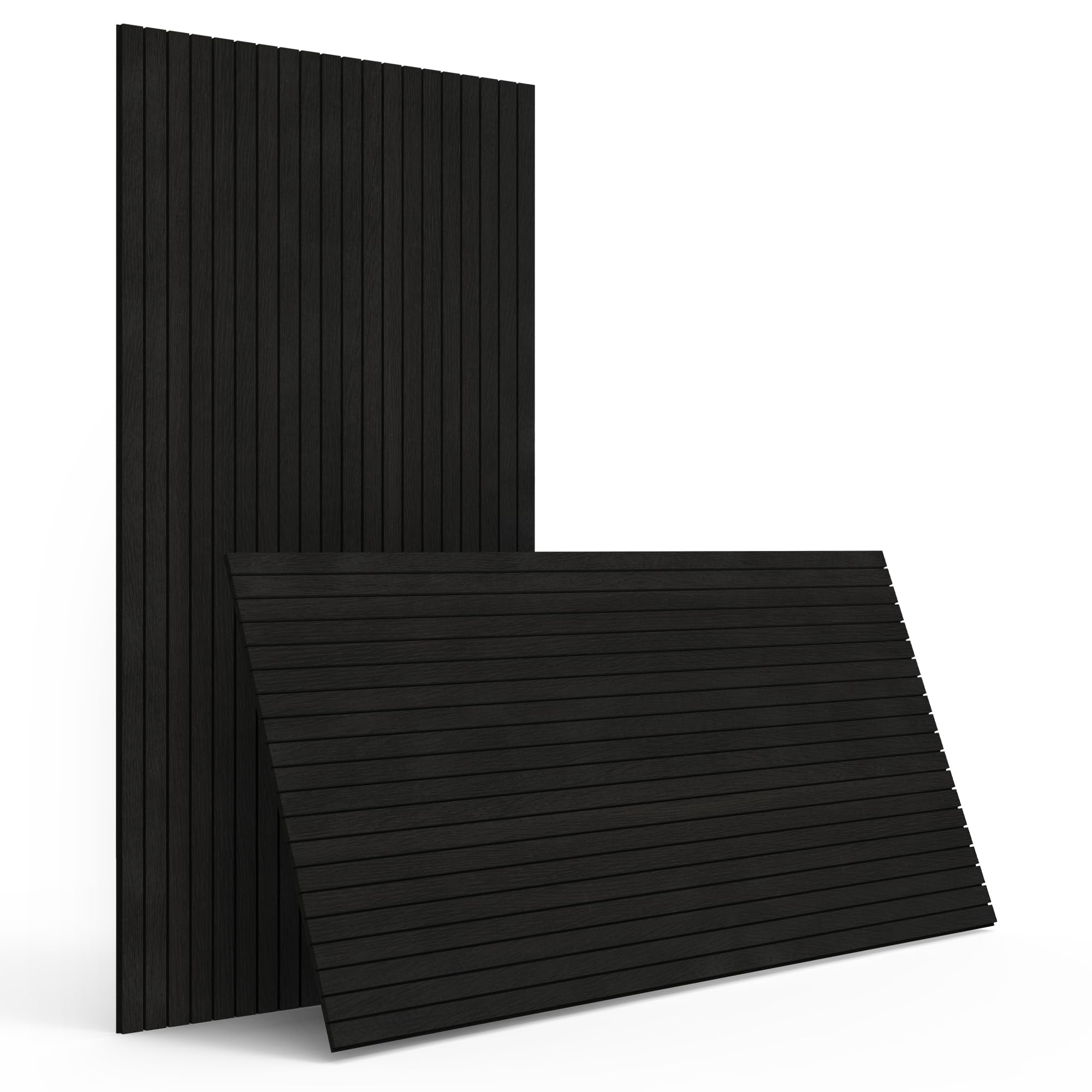 Photo 1 of INNO STICKERS 4-Piece Wood Slat Wall Panel for Interior Wall Decor Noise Cancelling 47.2" x 23.6" Peel and Stick Acoustic Decorative 3D Sound Absorbing Wall Paneling, Black Oak