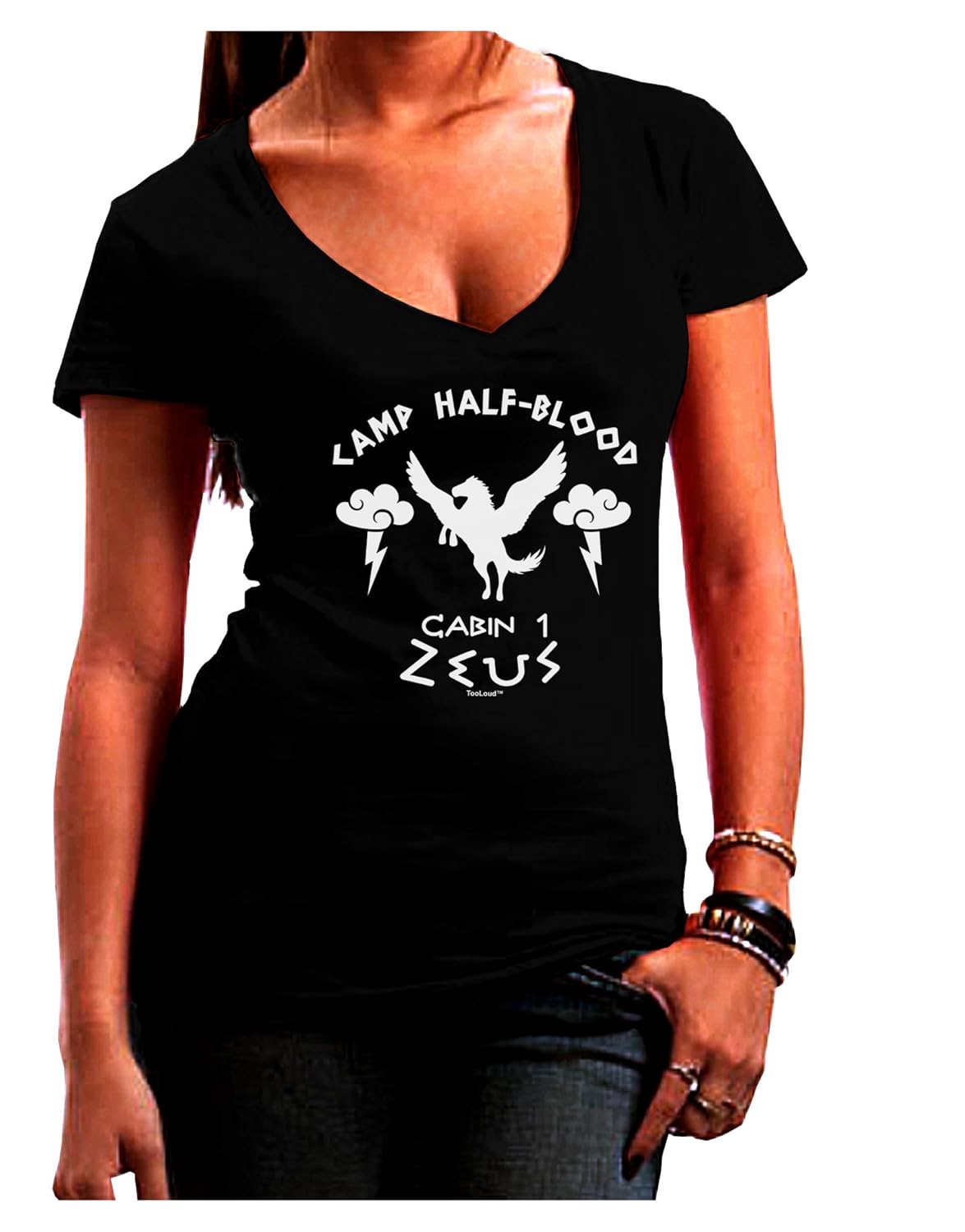 Amazon Com Tooloud Camp Half Blood Cabin 1 Zeus Juniors V Neck