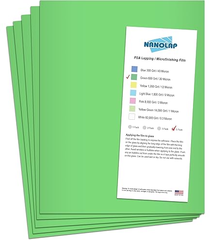 NANOLAP PSA Lapping Film – 60 Micron (260 Grit) Aluminum Oxide, 4-1/4” X 11”, 3 Sheets – Scary Sharp System