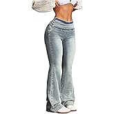 Floerns Women's Flare Leg Jeans Stretchy Low Rise Bell Bottom Bootcut Denim Pants