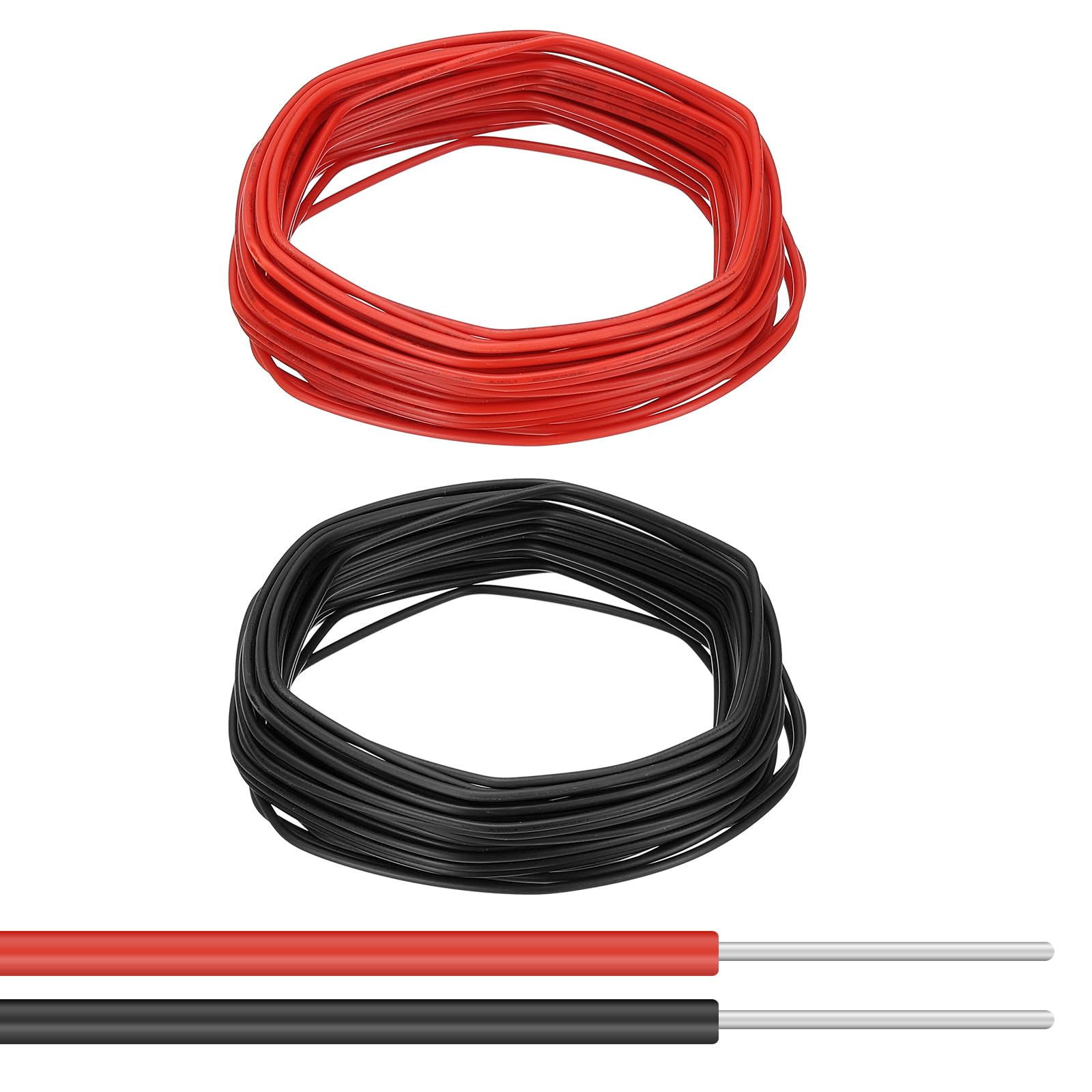 PATIKIL 24AWG Solid Electric Wire, 2 Pcs 49Ft Hook Up Tinned Copper Wire 1007 PVC Solid Single Core Wire for Home Improvement Circuit Computer Line, 2 Color