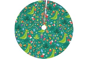 DORKEIXIA Merry Christmas Tree Dino Dinosaur Dinosaurs Carry Gifts 36 Inch Christmas Tree Skirt Round Winter Snow Suitable for Christmas Xmas Halloween Holiday Party Decor Decoration Occasion