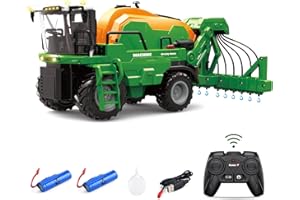 Hitish Remote Control Tractor Farm Toy 2.4Ghz, 1/24 Scale RC Fertilize Spray Vehicle for Kids with Light Sound, Toddlers Farm Truck Gift for Boys Girls Ages 3 and Up, 2 Rechargeable Batteries Included