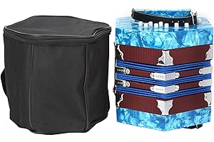 Voluxe Concertina Accordion, Solid Wood Professional Accordion Concertina with a Bag for Adults for Instrument Supplies for Beginners and Students(sky blue) (Voluxegfhpc94ing6438-12)
