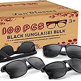100 Pack Black Sunglasses Bulk, 80s Style Plastic Sun Glasses Toy, Carnival Prizes, Summer Beach/Pool Party Favor for Kids Adult, Birthday Decoration Supplies, Goody Bag Stuffer, Gift Box for Boy Girl
