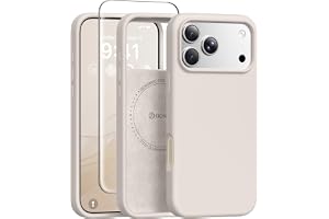 GONEZ Magnetic for iPhone 17 Pro Max Case, [Compatible with MagSafe] Anti-Scratch Microfiber Lining & Screen Protector, Silicone Camera Control, Shockproof Slim Phone Cover 6.9 inch, Stone