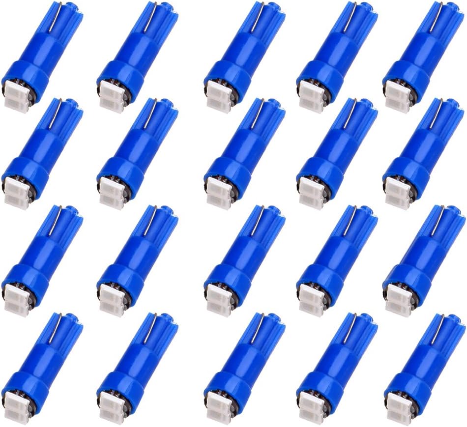 Frontl T5 LED Dash Light Bulbs 2-2835-SMD Blue 74 73 79 LED Bulbs Instrument Panel Gauge Cluster Indicator Lights,20Pack