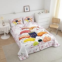 Sushi Comforter Set Japanese-Style Cherry Blossoms