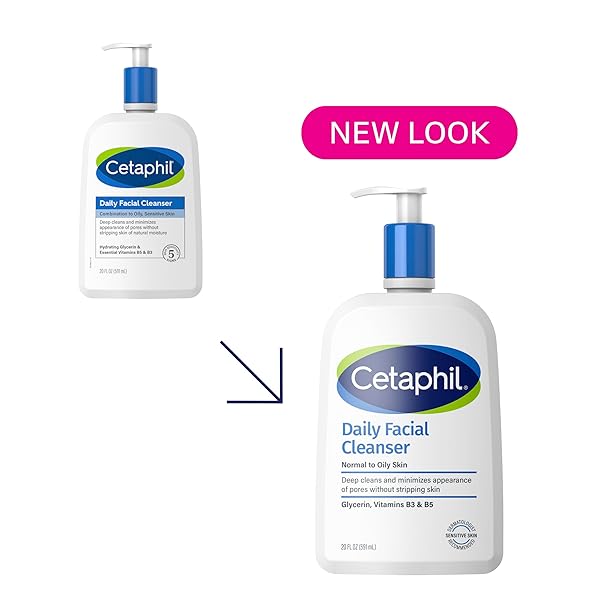 CETAPHIL FACE WASH, DAILY FACIAL CLEANSER FOR SENSITIVE, COMBINATION TO OILY SKIN, 20 OZ, GENTLE FOAMING, SOAP FREE, HYPOALLERGENIC