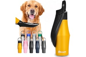 Persure 27 OZ Dog Water Bottle Portable Stainless Steel Convenient Pet Water Dispenser, Leak Proof Puppy Travel Water Bowl for Dog Outdoor Walking, Hiking, Perfect Size for All Dog Breeds, Yellow