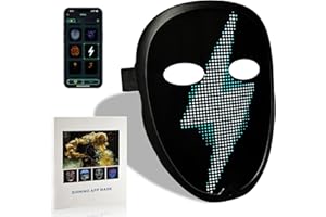 Depointer Life 2023 New Led Mask with Rechargeable Bluetooth-compatible App Controlled, Customizable Shining Mask, LED Lighted Face Transforming Mask For unisex-Adult