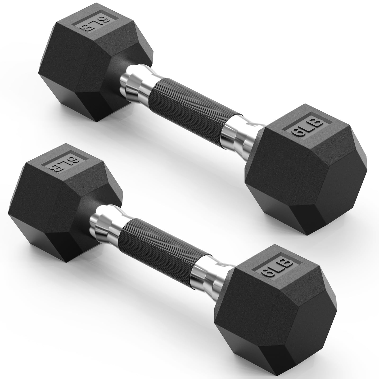 PAPABABE Hex Dumbbell Set of 2, 6 lb dumbbells pair, 6 Pound Weight Dumbbells for Women & Men, Hand Weights for Strength Training, Free Weights,pesas para ejercicios (6 Pair) Image PAPABABE Hex Dumbbell Set of 2, 6 lb dumbbells pair, 6 Pound Weight Dumbbells for Women & Men, Hand Weights for Strength Training, Free Weights,pesas para ejercicios (6 Pair) Image