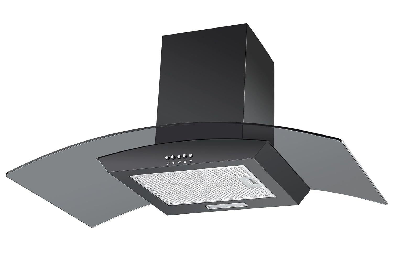 Cookology Unbranded Extractor Fan CGL900BK 90cm Curved Glass Chimney