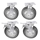 6 Inch Rubber Caster Wheels Heavy Duty Anti-Skid