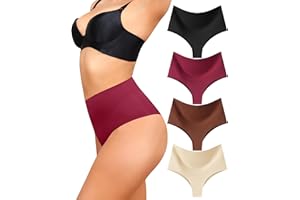 Levao High-Waist Thong Shapewear for Women – Tummy Control Seamless Brazilian Panties, No Show, Postpartum Underwear, 4-Pack