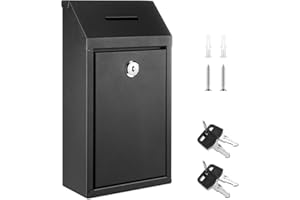 Yaocom Metal Donation Cash Box Collection Safe Suggestion Box with Lock Wall Mounted Mailbox Delivery Ballot Container for Home Office Outdoor Door