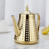 1.6L Stainless Steel Teapot with Infuser Gold Hammered Pour Spout view 4