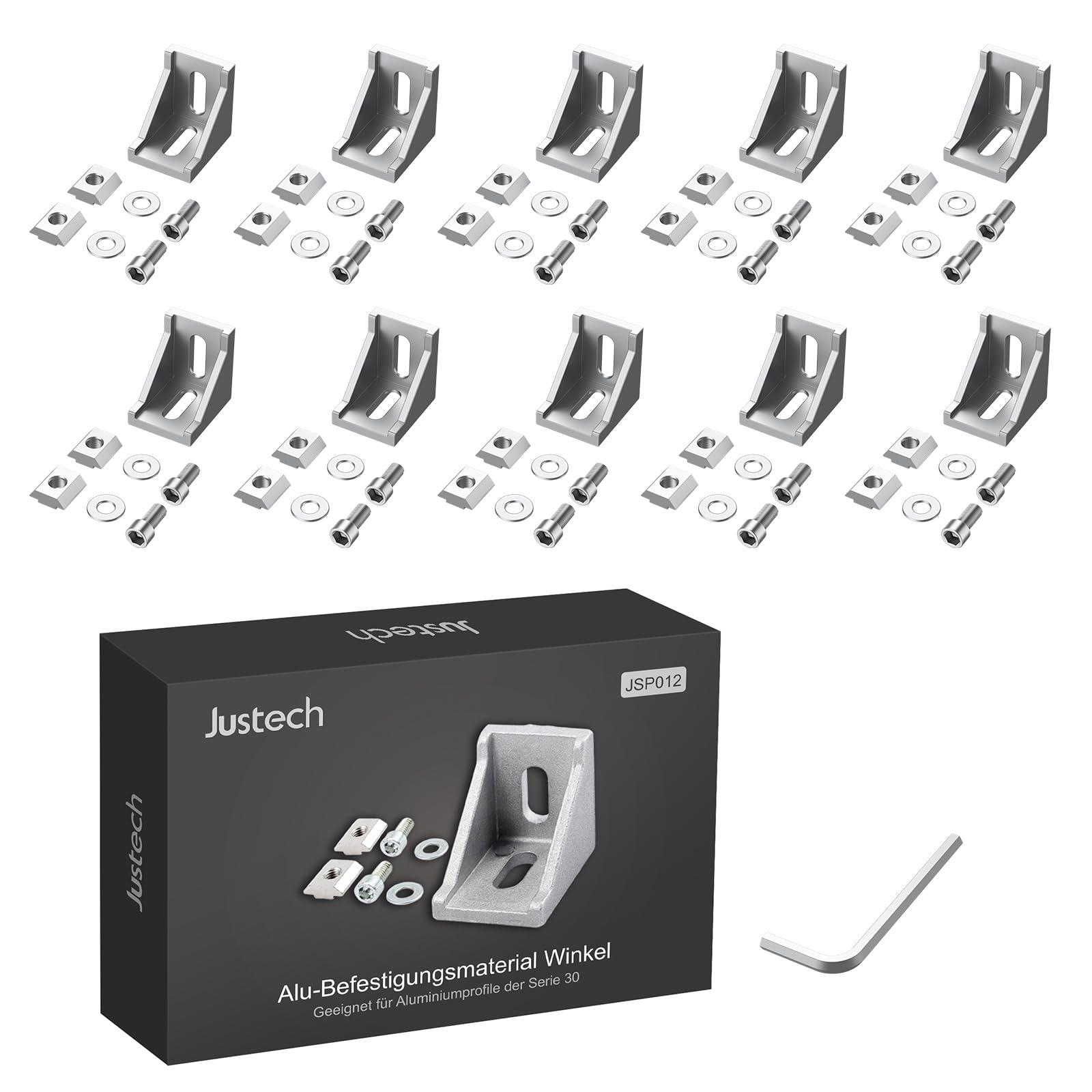 Justech 10pcs 3030 Corner L Shape Right Angle Bracket Joint Brace Fastener Home Hardware Aluminum 90 Angle Bracket with Screws 35x35x28mm