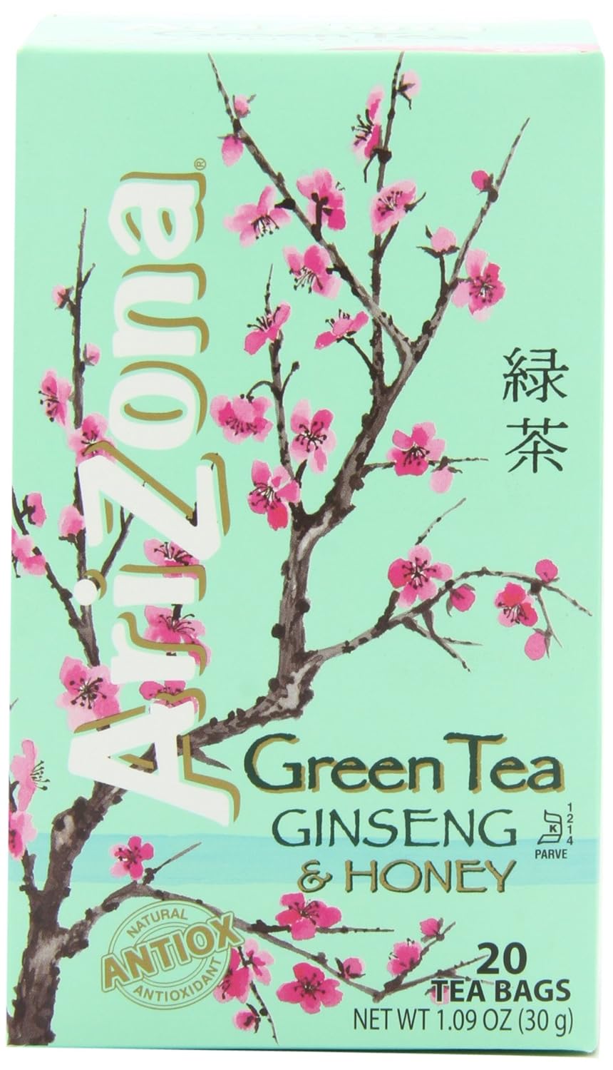 Amazon Com Arizona Green Tea With Ginseng Honey 20 Count Tea Bags 109 Ounce Boxes Pack Of 6 120 Tea Bags Total Arizona Iced Tea Ginseng Honey Grocery Gourmet Food