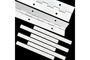 DARMA 6 Packs 16 Inch Continuous & Piano Hinges, 0.04" Thick Heavy Duty 304 Stainless Steel Long Continuous Hinge with Hole,for Piano,Cabinets Door,Storage Boxes,Wood Furniture Tool (Matte White)