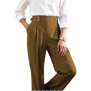 Netsky Men’s Dress Pants Gurkha Naples Trousers Groomsmen Slacks Pleat Front Work Office Dress Pants