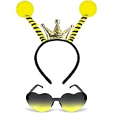 Dolkoic Bee Bopper Antenna Headband Bee Tentacle Hair Bands and Sunglasses for Halloween Birthday Themed Party Costume Cosplay Party Favors