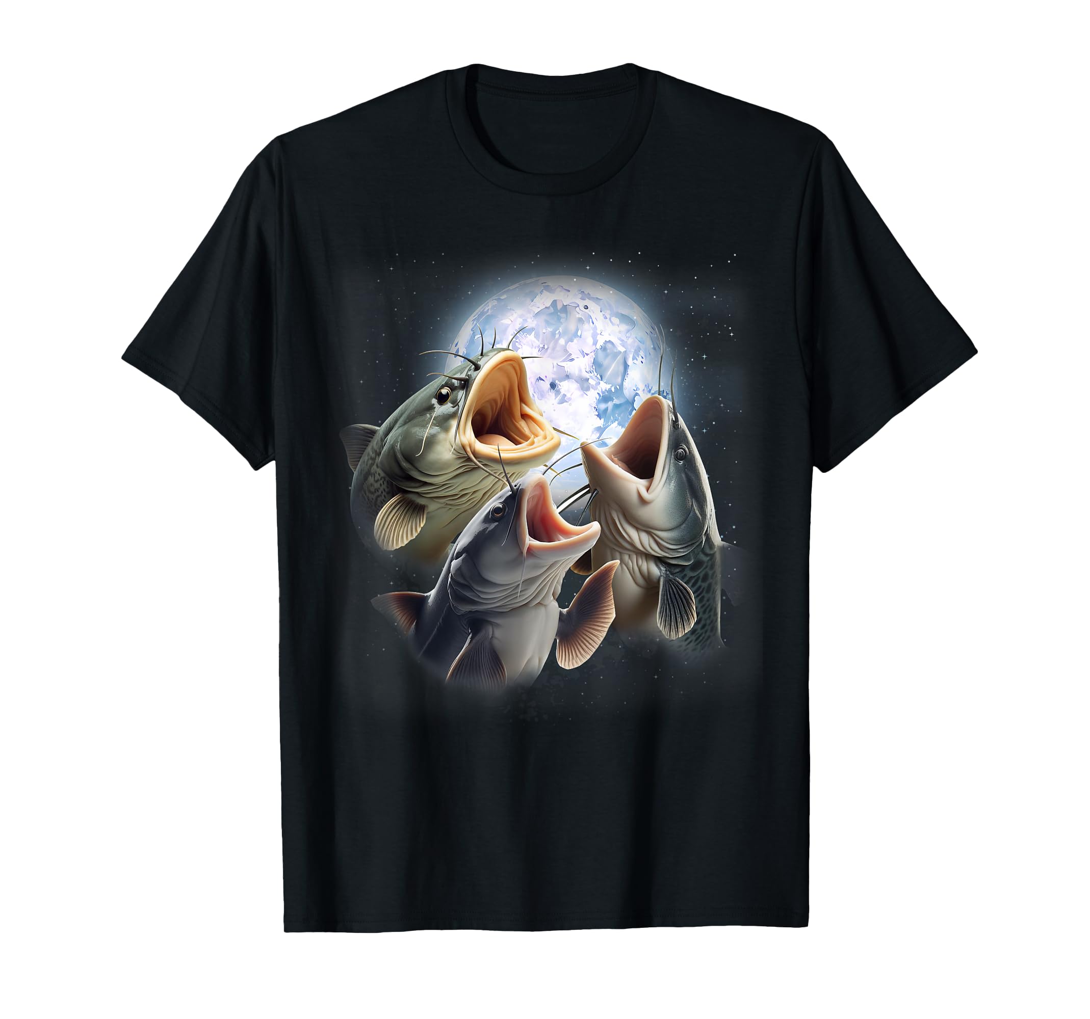 Photo 1 of 3 Catfish Howling at The Moon Funny Catfish Fishing Lover T-Shirt